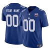 Men's New York Giants Active Player Custom Blue 2024 F.U.S.E. 100TH Season Patch Vapor Untouchable Limited Stitched Jersey - Custom Name