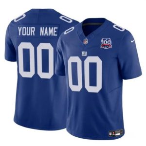 Men's New York Giants Active Player Custom Blue 2024 F.U.S.E. 100TH Season Patch Vapor Untouchable Limited Stitched Jersey - Custom Name
