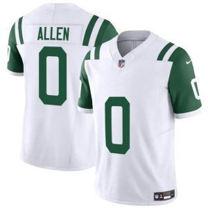 Men's New York Jets #0 Braelon Allen White Classic Alternate Vapor F.U.S.E. Limited Stitched Football Jersey - Custom Name