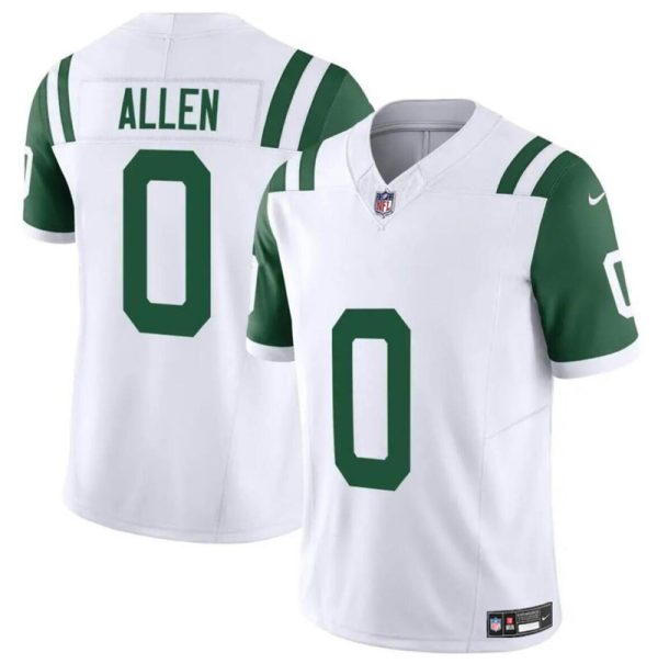 Men's New York Jets #0 Braelon Allen White Classic Alternate Vapor F.U.S.E. Limited Stitched Football Jersey - Custom Name