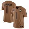 Men's New York Jets #1 Ahmad Sauce 2023 Brown Salute To Service Limited Football Jersey - Custom Name