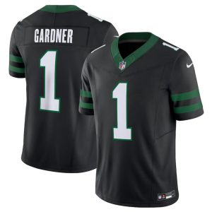 Men's New York Jets #1 Ahmad Sauce Black 2024 F.U.S.E. Vapor Limited Stitched Jersey1 - Custom Name