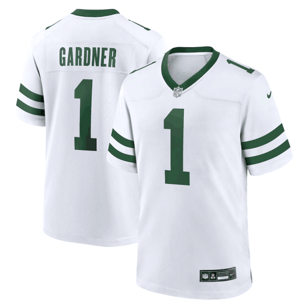 Men's New York Jets #1 Ahmad Sauce Gardner White Throwback Player Stitched Game Jersey - Custom Name