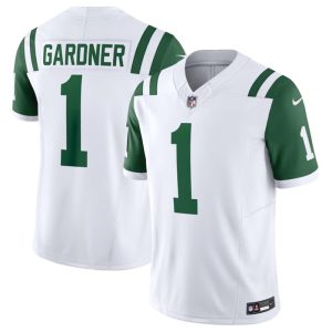 Men's New York Jets #1 Ahmad Sauce White Classic Alternate Vapor F.U.S.E. Limited Stitched Football Jersey - Custom Name