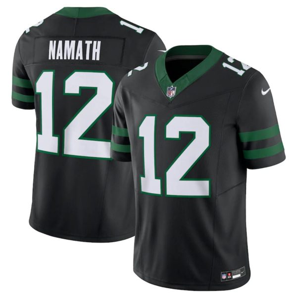 Men's New York Jets #12 Joe Namath Black 2024 F.U.S.E. Vapor Limited Stitched Jersey - Custom Name