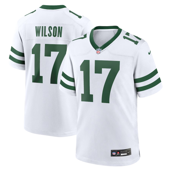 Men's New York Jets #17 Garrett Wilson White Throwback Player Stitched Game Jersey - Custom Name