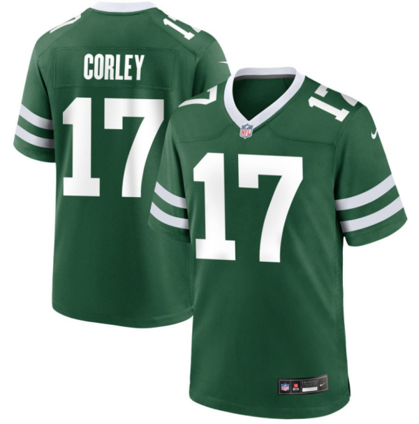 Men's New York Jets #17 Malachi Corley Green Limited Stitched Jersey - Custom Name