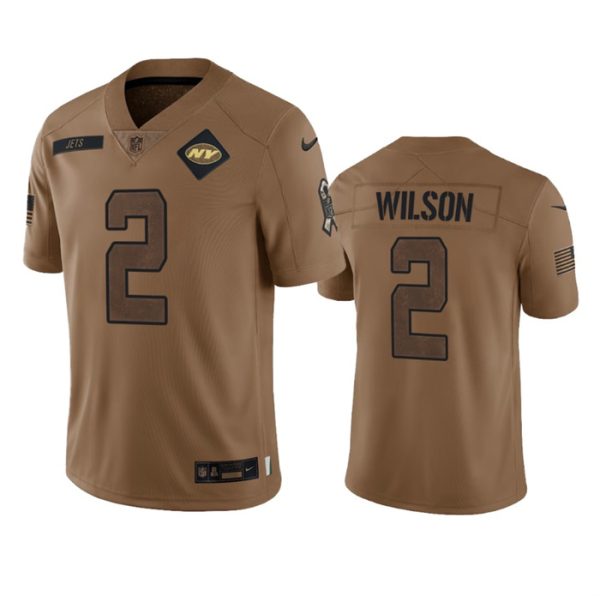 Men's New York Jets #2 Zach Wilson 2023 Brown Salute To Service Limited Stitched Football Jersey - Custom Name