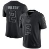 Men's New York Jets #2 Zach Wilson Black Reflective Limited Stitched Football Jersey - Custom Name