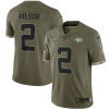 Men's New York Jets #2 Zach Wilson Olive 2022 Salute To Service Limited Stitched Jersey - Custom Name