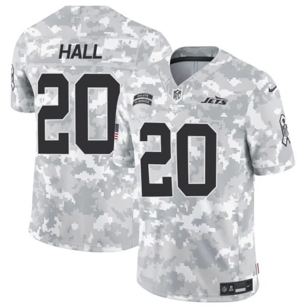 Men's New York Jets #20 Breece Hall 2024 F.U.S.E Arctic Camo Salute to Service Limited Stitched Football Jersey - Custom Name