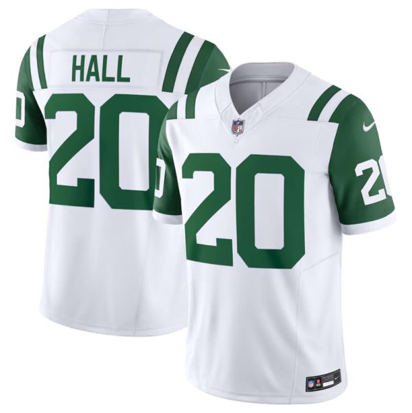 Men's New York Jets #20 Breece Hall White Classic Alternate Vapor F.U.S.E. Limited Stitched Football Jersey - Custom Name