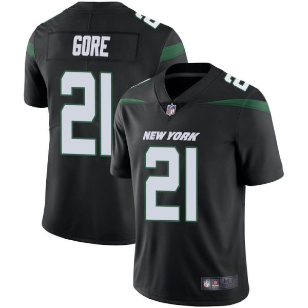Men's New York Jets #21 Frank Gore Black Vapor Untouchable Limited Stitched Jersey - Custom Name