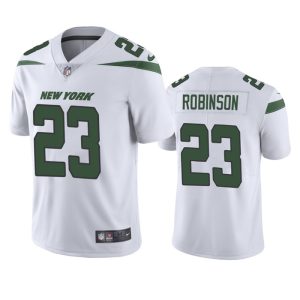 Men's New York Jets #23 James Robinson White Vapor Untouchable Limited Stitched Jersey - Custom Name