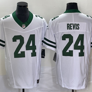 Men's New York Jets #24 Darrelle Revis White 2023 F.U.S.E. Vapor Limited Throwback Stitched Football Jersey - Custom Name