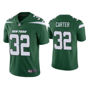 Men's New York Jets #32 Michael Carter 2021 Green Vapor Untouchable Limited Stitched Jersey - Custom Name