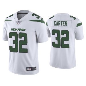 Men's New York Jets #32 Michael Carter 2021 White Vapor Untouchable Limited Stitched Jersey - Custom Name