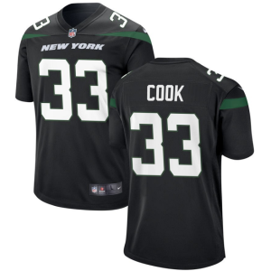 Men's New York Jets #33 Dalvin Cook Black Stitched Game Jersey - Custom Name