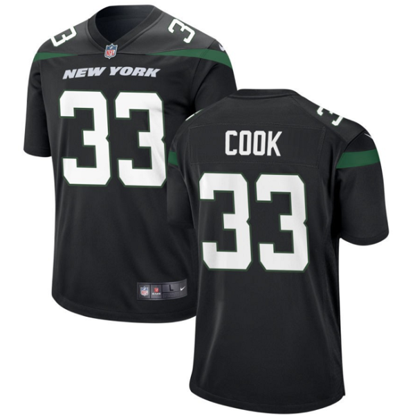 Men's New York Jets #33 Dalvin Cook Black Stitched Game Jersey - Custom Name