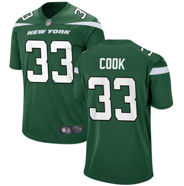 Men's New York Jets #33 Dalvin Cook Green Stitched Game Jersey - Custom Name