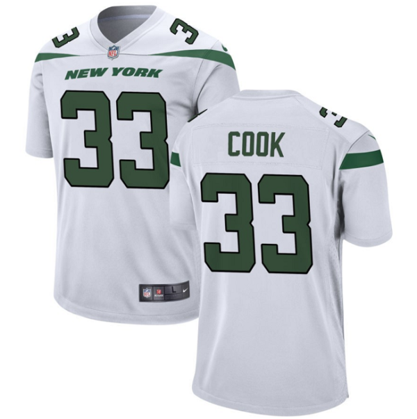 Men's New York Jets #33 Dalvin Cook White Stitched Game Jersey - Custom Name