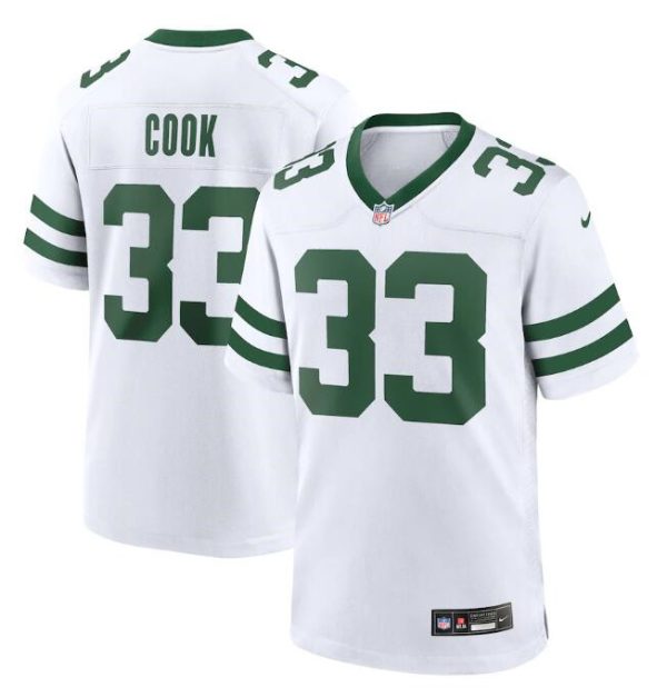 Men's New York Jets #33 Dalvin Cook White Stitched Game Jersey - Custom Name