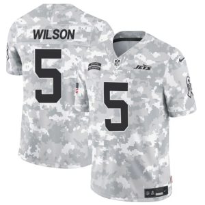 Men's New York Jets #5 Garrett Wilson 2024 F.U.S.E Arctic Camo Salute to Service Limited Stitched Football Jersey - Custom Name