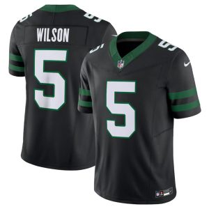 Men's New York Jets #5 Garrett Wilson Black 2024 F.U.S.E. Vapor Limited Stitched Jersey - Custom Name