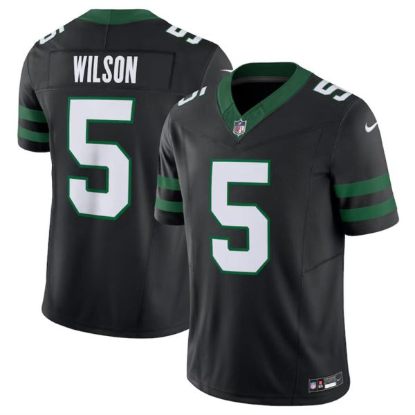 Men's New York Jets #5 Garrett Wilson Black 2024 F.U.S.E. Vapor Limited Stitched Jersey - Custom Name