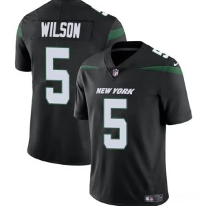 Men's New York Jets #5 Garrett Wilson Black Vapor Untouchable Limited Stitched Jersey - Custom Name