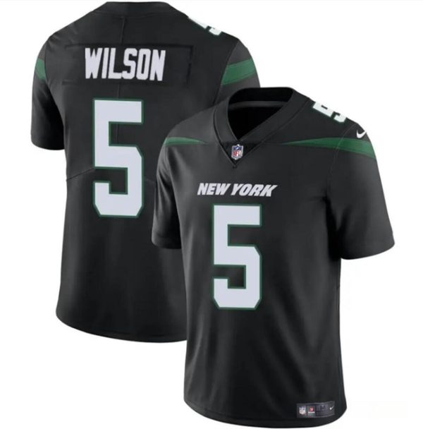Men's New York Jets #5 Garrett Wilson Black Vapor Untouchable Limited Stitched Jersey - Custom Name