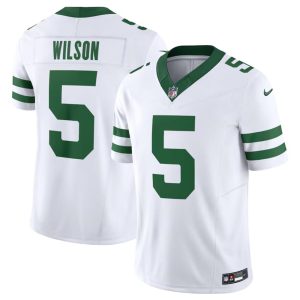 Men's New York Jets #5 Garrett Wilson White 2024 F.U.S.E. Vapor Limited Stitched Jersey - Custom Name