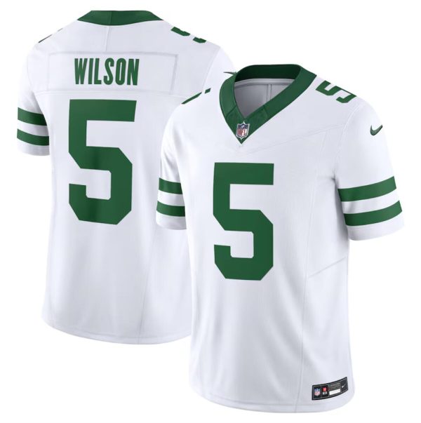 Men's New York Jets #5 Garrett Wilson White 2024 F.U.S.E. Vapor Limited Stitched Jersey - Custom Name