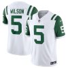 Men's New York Jets #5 Garrett Wilson White Classic Alternate Vapor F.U.S.E. Limited Stitched Football Jersey - Custom Name