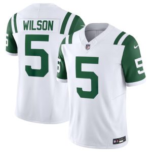 Men's New York Jets #5 Garrett Wilson White Classic Alternate Vapor F.U.S.E. Limited Stitched Football Jersey - Custom Name