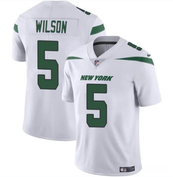 Men's New York Jets #5 Garrett Wilson White Vapor Untouchable Limited Stitched Jersey - Custom Name