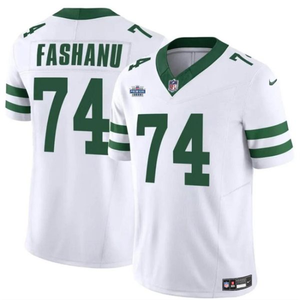 Men's New York Jets #74 Olu Fashanu White 2024 F.U.S.E. With Draft Patch Vapor Limited Stitched Jersey - Custom Name