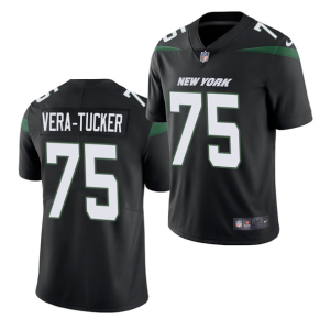 Men's New York Jets #75 Alijah Vera-Tucker 2021 NFL Draft Black Vapor Untouchable Limited Stitched Jersey - Custom Name