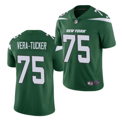 Men's New York Jets #75 Alijah Vera-Tucker 2021 NFL Draft Green Vapor Untouchable Limited Stitched Jersey - Custom Name