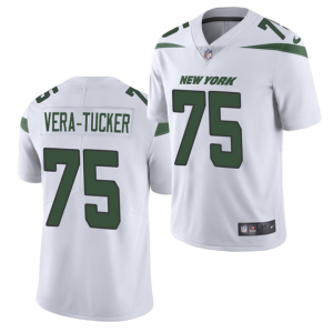 Men's New York Jets #75 Alijah Vera-Tucker 2021 NFL Draft White Vapor Untouchable Limited Stitched Jersey - Custom Name