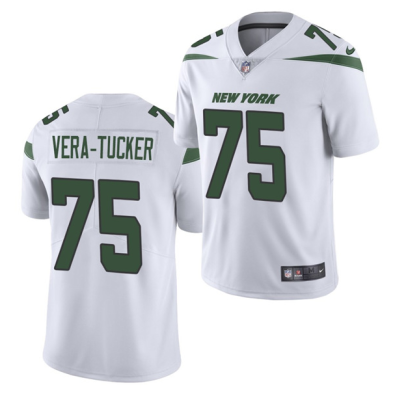 Men's New York Jets #75 Alijah Vera-Tucker 2021 NFL Draft White Vapor Untouchable Limited Stitched Jersey - Custom Name