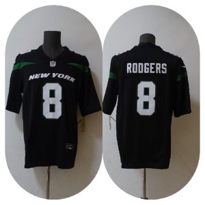 Men's New York Jets #8 Aaron Rodgers 2023 F.U.S.E. Black Vapor Untouchable Limited Stitched Jersey - Custom Name