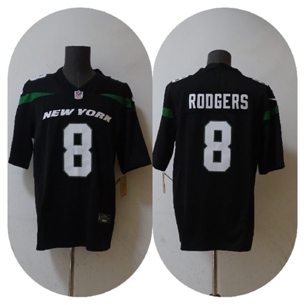 Men's New York Jets #8 Aaron Rodgers 2023 F.U.S.E. Black Vapor Untouchable Limited Stitched Jersey - Custom Name