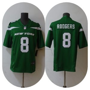 Men's New York Jets #8 Aaron Rodgers 2023 F.U.S.E. Green Vapor Untouchable Limited Stitched Jersey - Custom Name