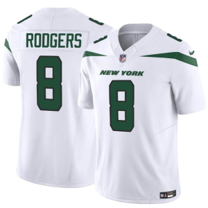 Men's New York Jets #8 Aaron Rodgers 2023 F.U.S.E. White Vapor Untouchable Limited Stitched Jersey - Custom Name