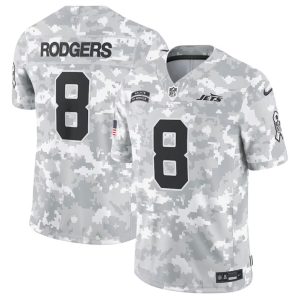 Men's New York Jets #8 Aaron Rodgers 2024 F.U.S.E Arctic Camo Salute to Service Limited Stitched Football Jersey - Custom Name