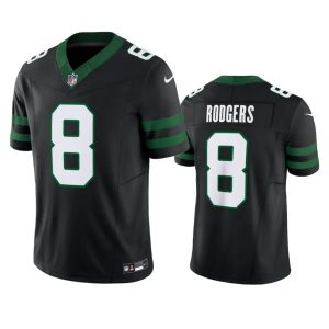 Men's New York Jets #8 Aaron Rodgers Black 2024 F.U.S.E. Vapor Limited Stitched Jersey - Custom Name