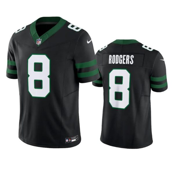 Men's New York Jets #8 Aaron Rodgers Black 2024 F.U.S.E. Vapor Limited Stitched Jersey - Custom Name