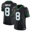 Men's New York Jets #8 Aaron Rodgers Black 2024 F.U.S.E. With 4-Star C Patch Vapor Limited Stitched Jersey - Custom Name
