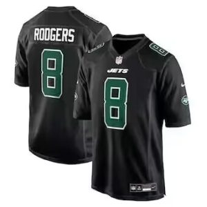 Men's New York Jets #8 Aaron Rodgers Black Stitched Jersey - Custom Name